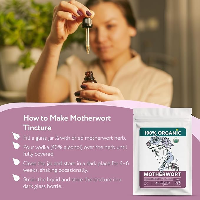 Organic Motherwort Herb (3oz.) - Leonurus cardiaca – Dried Loose Leaf Motherwort for Herbal Tea & Tincture - Heart & Emotional Balance Support