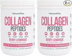 NaturesPlus Collagen Peptides, Berry Lemonade - 0.8 lb Powder, Pack of 2 - Hair, Skin, Nail & Joint Health, Immune System Support - Non-GMO, Gluten Free - 28 Total Servings