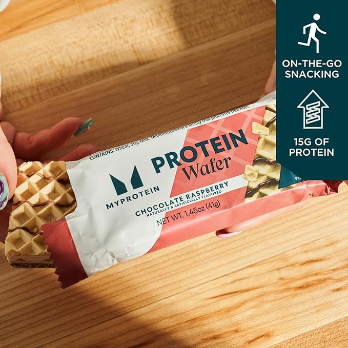 Myprotein Crispy Protein Wafers | 15g Protein | Box of 10 | Chocolate Raspberry | High Protein Snack Bar | Milk & Whey Isolate | Low Sugar