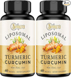 Liposomal Turmeric Curcumin Supplement - 2000mg, 95% Curcuminoid Extract with Piperine - 60 Softgels (2 Bottle)