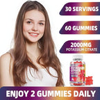 Potassium Citrate Gummies 2000mg, High Potency Electrolyte Gummies, Potassium Supplement with Magnesium glycinate, Zinc, Vitamin C D3 K2, for Electrolyte Balance, Leg Cramps, Muscle Support, 60 Chews
