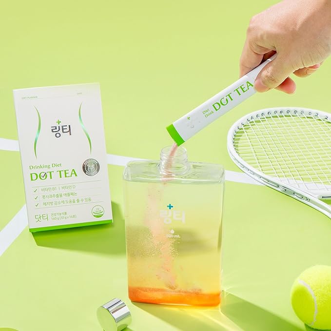 Dot Tea – Green Apple Single-Serve Packets, 1 Boxes (14 Servings) – Apple-Derived Polyphenols + Vitamins B1 & D – Korean Inner Beauty Drink