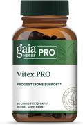 Gaia Herbs Pro Vitex PRO- Supplement Supports Normal Menstrual Cycle & Healthy Menopause* - Progesterone Support Supplement* with Organic Chaste Tree Berry Extract - 60 Liquid Phyto-Caps (30 Servings)