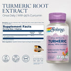 SOLARAY Turmeric Supplement 600mg - Turmeric Root with 95% Curcumin - Joint Support Supplement - Joint Health, Gallbladder and Liver Support, Non-GMO, Vegan, Gluten Free, 60-Day Guarantee, 30 Servings