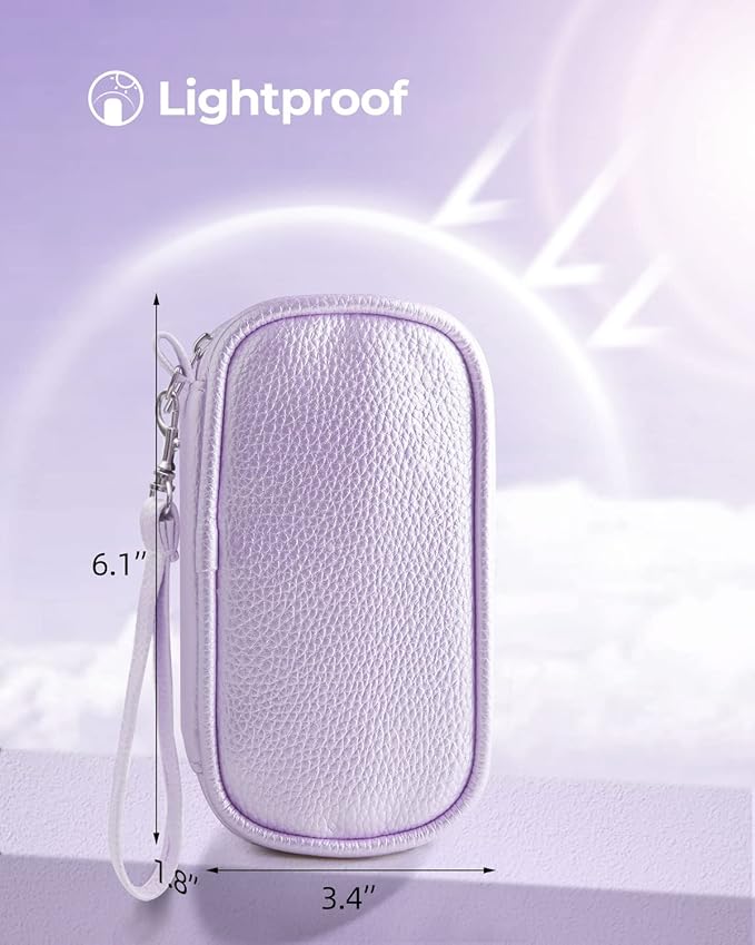 AMOOS Cute Pill Organizer 2 Times a Day, PU Leather Pill Case for Women, Portable Weekly Pill Box for Purse with Storage Bag to Hold Vitamins, Medications, Fish Oils, Supplements (Purple)