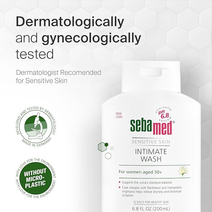 SEBAMED Feminine Wash Gentle Intimate Wash Menopause pH 6.8 for Women Aged 50+, 6.8 FlOz (200ml)