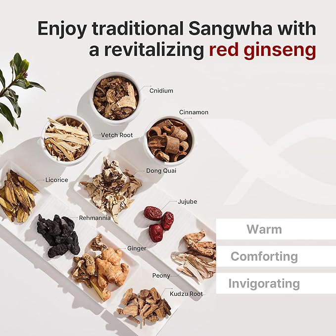 KWANGDONG Ssang Hwa Jin (Red Ginseng) - Korean Traditional Herbal Red Ginseng Tea, Supports General Wellness, Energy, and Vitality, 10 Pouches