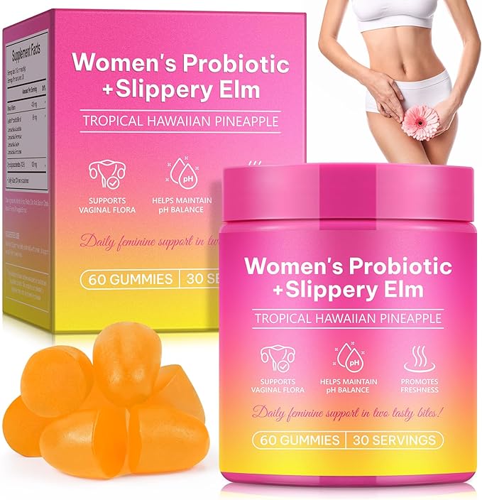 Vaginal Probiotics for Women, Premium Feminine Balance Gummies, Probiotic Gummies for Feminine Care & pH Balance, Supports Vaginal Flora System, Prebiotics & Lactobacillus Blend, 60 Gummies