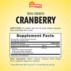 Sundance Cranberry Supplement | 60 Capsules | Plus Vitamin C | Triple Strength | Non-GMO and Gluten Free Formula