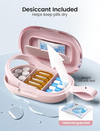 Travel Pill Organizer, Adjustable 3-6 Compartments Portable Pill Box, Small Pill Case Daily Medicine Container, Moisture Proof Metal Storage, Dry Holder Vitamin Supplement for Pocket Purse