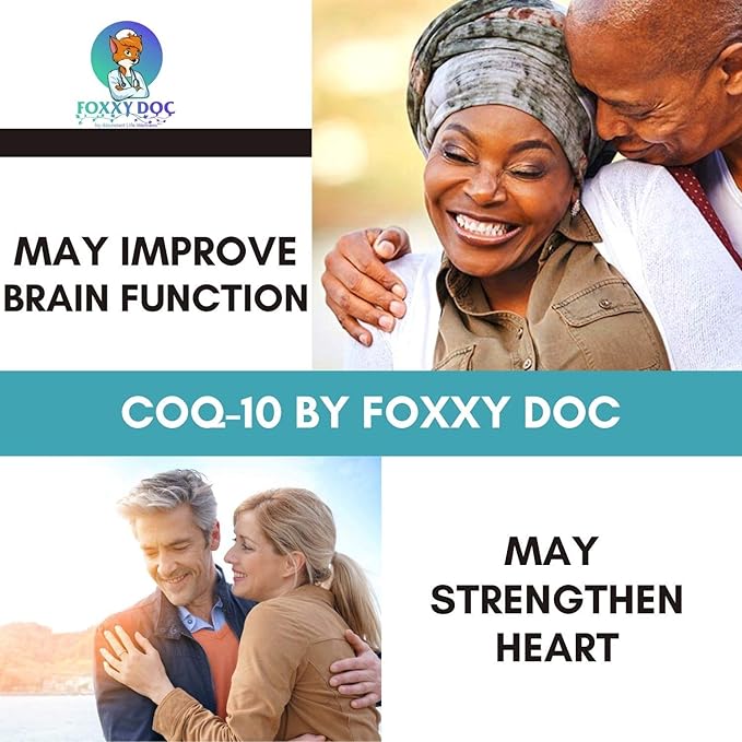 CoQ10 - Co-Enzyme Q10-200 mg -High Absorption - 400 mg per 2 caps - Non-GMO - Gluten Free - 200 Veg. Caps - Heart & Cellular Support - Made in USA by Foxxy Doc