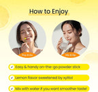 DONGKOOK Vita Pop 2,000mg Vitamin C Vitamin D & Biotin Powder Per Stick, Sugar Free Korean Vitamin C Supplements Multivitamin Advanced Immune Support for Woman Skin Hair, Lemon Powder Drink 100 Packet