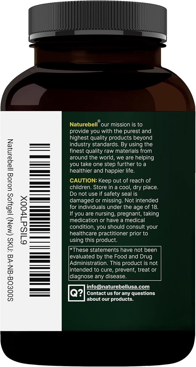Boron 10mg, 300 Softgels with MCT Oil | High Absorption | Triple Action Boron Supplement for Men & Women | Glycinate, Citrate, & Aspartate Complex | Trace Minerals for Hormone, Bone, & Joint Support