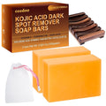 Kojic Acid Soap for Dark Spot Remover Bars with Turmeric, Vitamin C, Retinol, Collagen with Hyaluronic Acid, Vitamin E, Shea Butter, Castile Olive Oil - 3.52 OZ x 2 Bars with Soap Holder & Bag