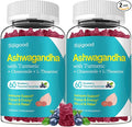 2 Pack Ashwagandha Gummies, Support for Immunity, Relaxation, Calm Mood & Zzz, Ashwagandha Supplements for Men & Women, Natural Blueberry Flavor, 120 Count
