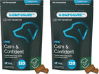 VetriScience Calm & Confident Chews, Composure Clinically Tested Calming & Anxiety Supplement for Dogs, Reduce Stress and Fear, Ideal for Thunderstorms, Fireworks & Travel 120 Count (Pack of 2)