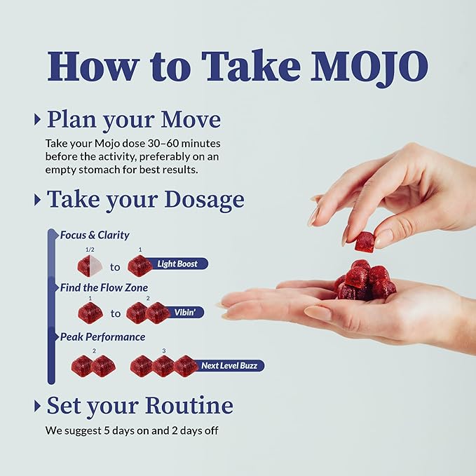 Mojo Focus Gummies w/Lion’s Mane, Panax Ginseng, Ginger Root, Cordyceps, Brain Supplement Memory/Focus Support Adults Nootropic Mushroom Gummies, Blueberry Lavender, Regular Strength (2 Pack)