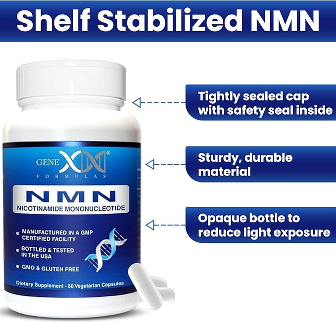Genex Formulas NMN 250mg Supplements (4 Pack) - 99% Pure Shelf Stabilized Supplement Capsules for Increased NAD Levels & Healthy Aging, GMP Certified, 4 Month Supply