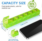 2-Pack Large Weekly Pill Organizer,Vitamin Pill Box Organizer 7 Day with Big Compartments, Am Pm Pill case for Travel,XL Medicine Organizer 14 Day for Fish Oils, Vitamin Holder Supplement