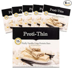 Proti-Thin Fluffy Vanilla Crisp Protein Bars, 15g Protein, Low Calorie, Very Low Carb (VLC), Low Fat, High Fiber Snack, KETO Diet Friendly, Ideal Protein Compatible, Gluten Free (6 Boxes - Save 10%)
