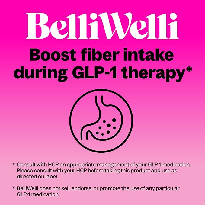 Belli Welli Fiber Supplement for Women&Men, Premium Daily Fiber Powder from Organic Acacia Fiber Added Collagen, Electrolytes&Probiotics, No Bloat, Constipation&Gut Health Support (Cherry Limeade)
