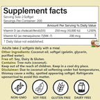 Real Good Essentials Vitamin D3 K2 10000 IU, 200 Virgin Coconut Oil Softgels, 2 in 1 Vitamins Supplement D & K (Include MK7), Easy to Swallow, Supports Calcium Absorption, Bone Health (1pc)