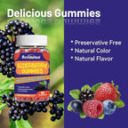 Elderberry Gummies, Elderberry Extract 300mg, with Vitamin C and Zinc, Strawberry Flavor Gummies, Non-GMOs, Gluten Free, Vegan-Friendly, Immune Support, 60 Count (Pack of 2)