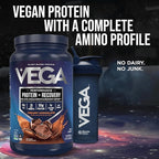 Vega Sport Vegan Protein Powder + Recovery - 30g Plant Based Protein per Serving, Chocolate, 19 Servings, 5g BCAAs, Probiotics, NSF Certified, for Shakes & Smoothies, 1.8lbs (Packaging May Vary)