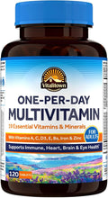 Vitalitown Multivitamin for Women & Men, with Iron, Zinc, Vitamin D3, A, C, B, E, 19 Key Nutrients, One Per Day, for Energy, Immune, Brain, Heart Support, 120 Tablets
