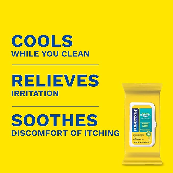 Preparation H Hemorrhoid Flushable Wipes with Witch Hazel for Skin Irritation Relief - 48 Count