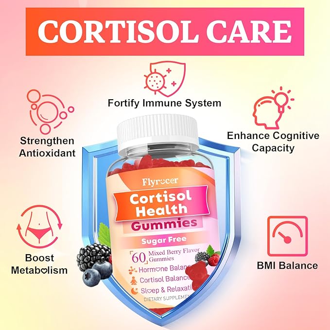 Cortisol Supplements for Women & Men, 13 in 1 Cortisol Detox, Cortisol Manager Reducer with Ashwagandha, Magnesium, L-Theanine, Cortisol Balance Gummies-Hormone Balance, Focus, Calm, zzZ, 120 Cts