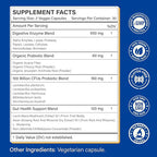 Digestive Enzymes Supplement with 100 Billion CFU Organic Probiotic & Prebiotic - Multi-Enzyme Formula for Women & Men - Supports Digestive & Gut Health, Aids Protein, Carb & Dairy Digestion, 60 Caps