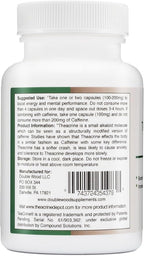 Theacrine (Teacrine) 100 Mg, 60 Capsules - Energy and Focus Supplement (Similar to Caffeine Pills but More Subtle and Longer Lasting) Non-GMO and Gluten Free by Double Wood