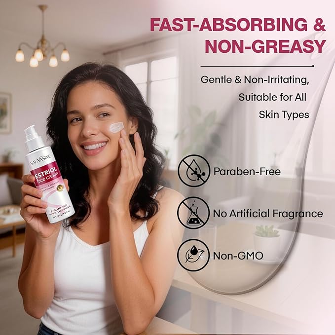 Bioidentical Estriol Face Cream for Women – Natural Estrogen Moisturizer with Wild Yam, Helps Hydrate, Firm & Revitalize Skin– 4.25 oz (3-Month Supply)