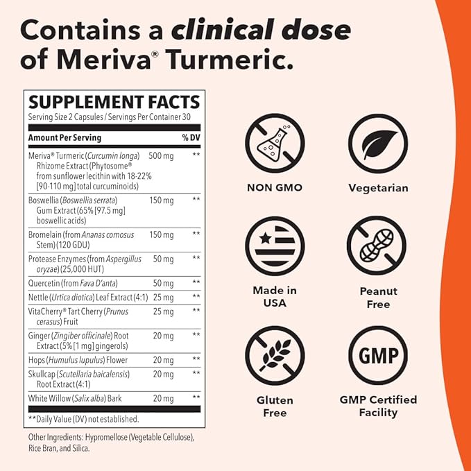 LifeSeasons Inflamma-X Joint & Tissue Support Supplement – Supports Muscle Comfort, Recovery & Flexibility – Herbal Formula with Turmeric, Bromlein, Boswellia & Protease Enzymes – 60 Capsules