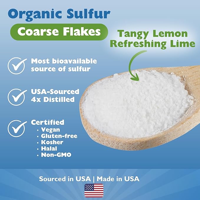 KALA HEALTH MSMPure Lemon Lime Flavored Coarse MSM Powder Flakes – US-Made MSM for Joint Health, Skin Appearance, and Hair & Nail Support – 1 lb, Organic Sulfur