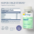 SOLARAY Super Digestaway Digestive Enzymes - Pancreatin, Papain, Ginger, Pepsin, Betaine HCl, Aloe Vera, and More - Digestion & Nutrient Absorption Support - Lab Verified - 60 VegCaps
