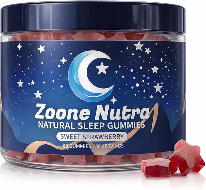 Sleep Gummies for Adults – Melatonin Free Gummies with 5-HTP, L-Theanine, Magnesium & Valerian Root – Vegan, Halal, Sugar & Gluten Free – Sweet Strawberry 60 Count