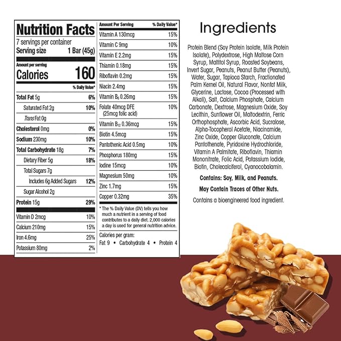 BestMed - High Protein Nutrition Bar - Low-Carb, 15g Protein, Low Sugar, High Fiber, Low Calorie, Meal Replacement Bar (Peanut, 4 Box - 28 Count)