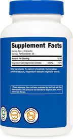 Nutricost Magnesium Citrate 420mg, 120 Veggie Capsules - 30 Servings, Gluten Free, Non-GMO Supplement