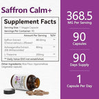 Saffron Supplements with Ashwagandha & L-Theanine - 368.5MG - Mood Balance, Stress Relief & Mental Clarity – Cortisol Support for Women & Men, Made in USA, 90 Vegan Capsules