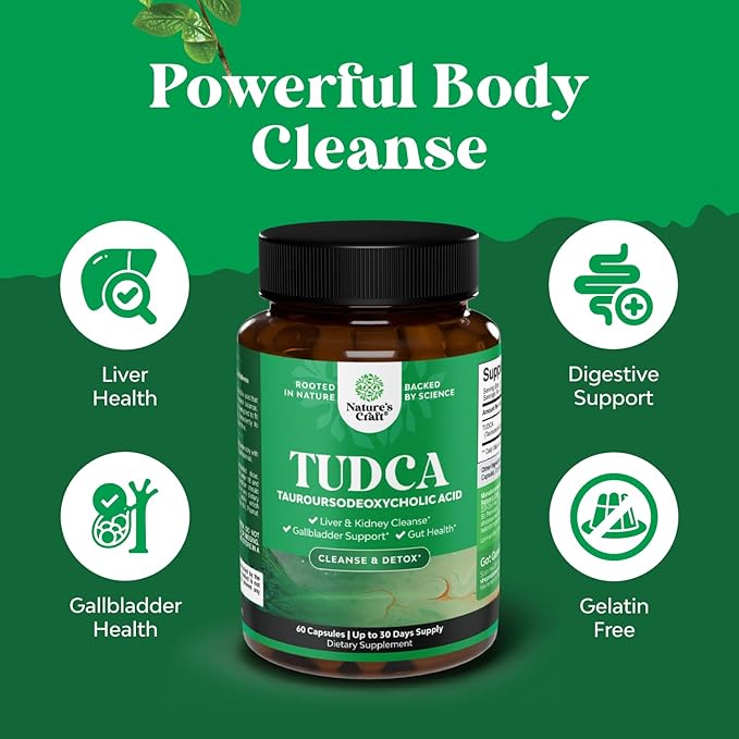 Advanced Bile Salt TUDCA Supplement-Extra Strength TUDCA 500mg per Serving Bile Salts for Gallbladder Kidney and Liver Support-High Purity Tauro Ursodeoxycholic Acid Liver and Gallbladder Cleanse 60ct