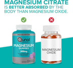 Qunol Magnesium Gummies for Adults, 200mg Elemental Magnesium (from 1,750mg Magnesium Citrate), High Absorption Magnesium Supplement, Supports Nerve, Bone and Muscle Health, Vegetarian, 90 Count