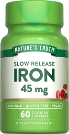 Nature's Truth Iron Supplement | 45 mg | 60 Pills | Ferrous Sulfate | Non-GMO & Gluten Free Vitamin for Men and Women
