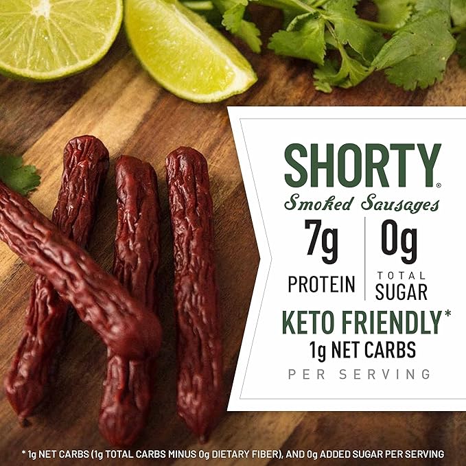Duke's Pork Chorizo & Lime Smoked Shorty Sausages, 7g Protein Per Serving, Easter Basket Stuffer for Men, 5 oz.