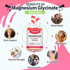 Magnesium Glycinate Gummies, High Absorption Magnesium Glycinate Supplements for Relaxation, Magnesium Chews for Adults and Kids, Raspberry Flavor 120 Count
