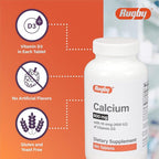 Rugby 600mg Calcium Tablets - Made with 10mcg (400IU) of Vitamin D3 - Dietary Supplement - 180 Count (2 Pack)