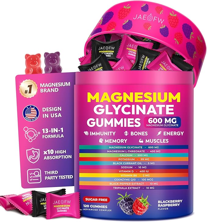 Magnesium Glycinate Gummies 600mg – High Absorption Dual Magnesium Complex for Daily Balance & Inner Calm, Sugar Free Vegan Magnesium Supplement for Women, Men & Kids – Gentle on Stomach, Non-GMO