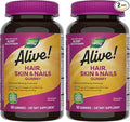 Nature's Way Alive! Hair, Skin & Nails Gummies, Advanced Beauty Formula*, with Biotin and Collagen, Strawberry Flavored, 60 Gummies (Packaging May Vary) (Pack of 2)