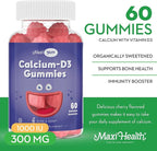 Calcium + D3 Gummy – Chewable Supplement for Bone Support – Kosher Gummies for Women, Men & Kids – Coral Source with Vitamin D – Kids Calcium & Immune Support – Citrate-Free – 60 Count